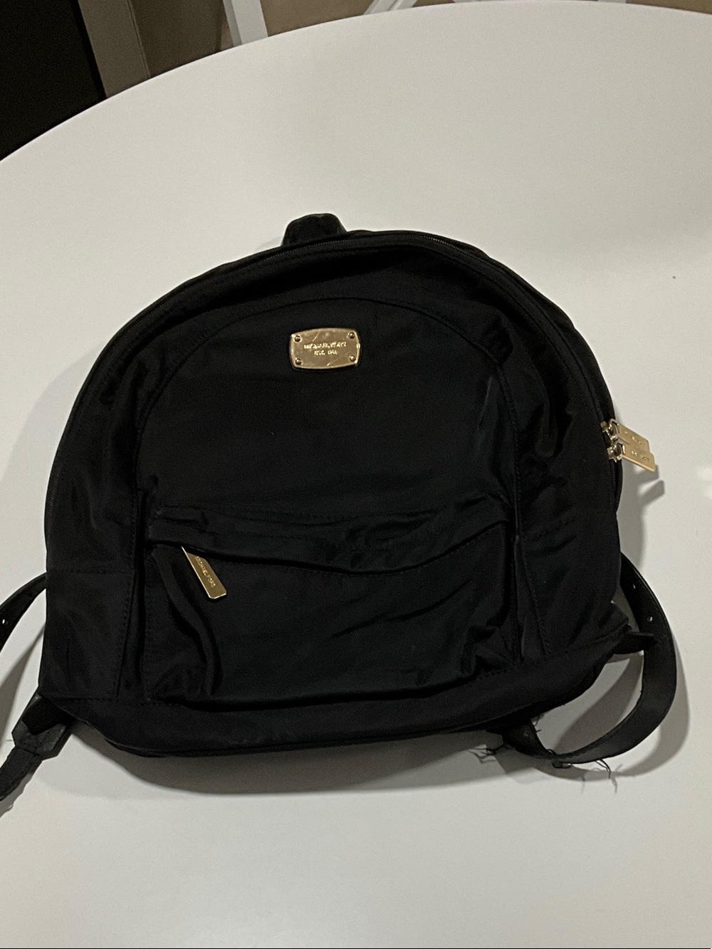 Michael Kors Black Nylon Backpack with Gold Accents